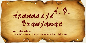 Atanasije Vranjanac vizit kartica